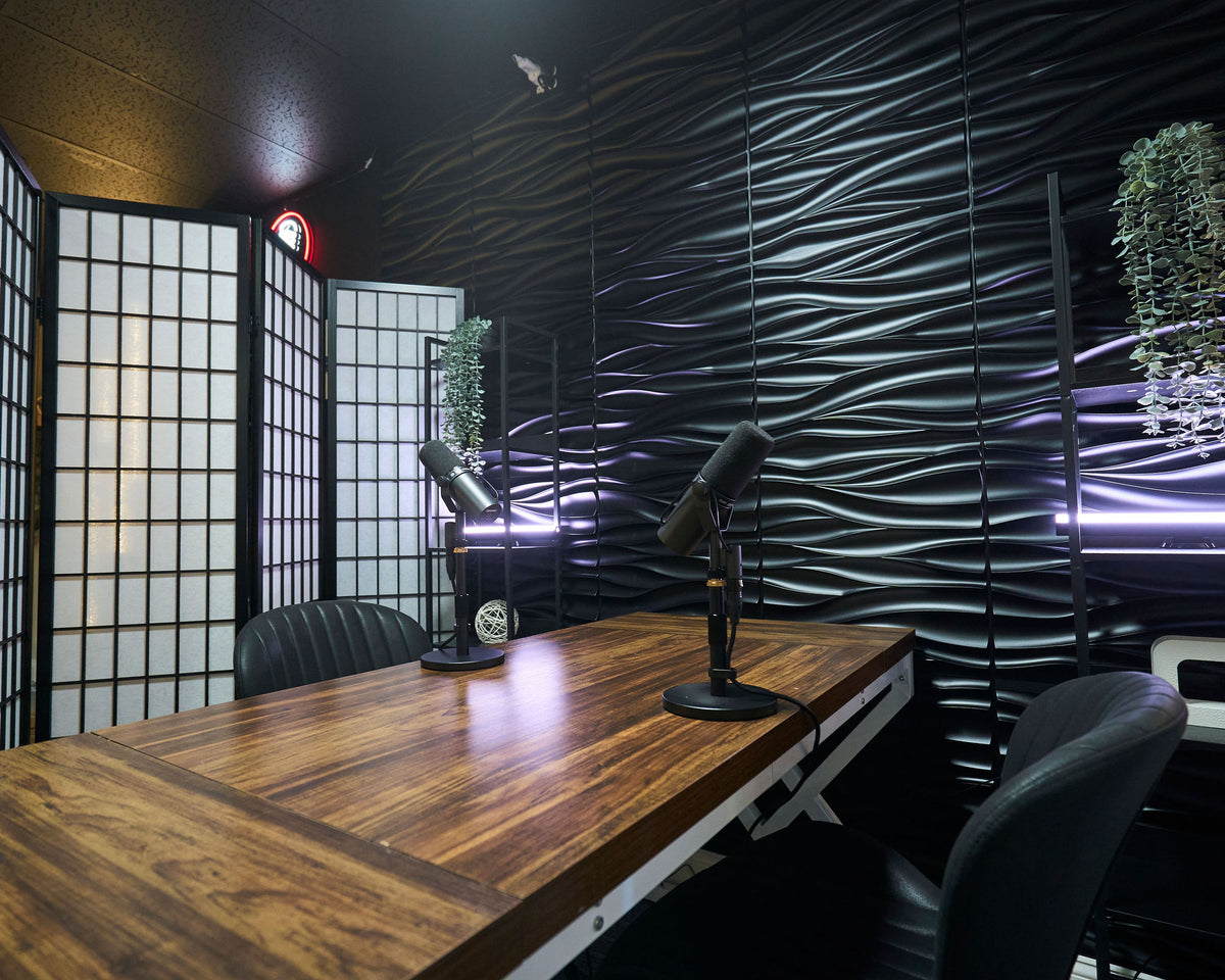 podcast table setup