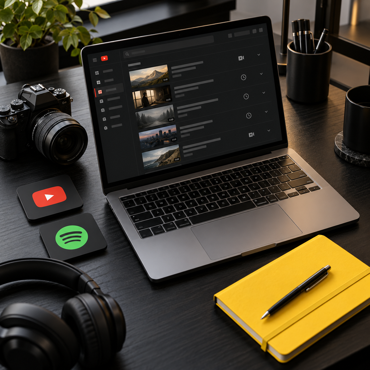 Long-form publishing workspace with YouTube and Spotify